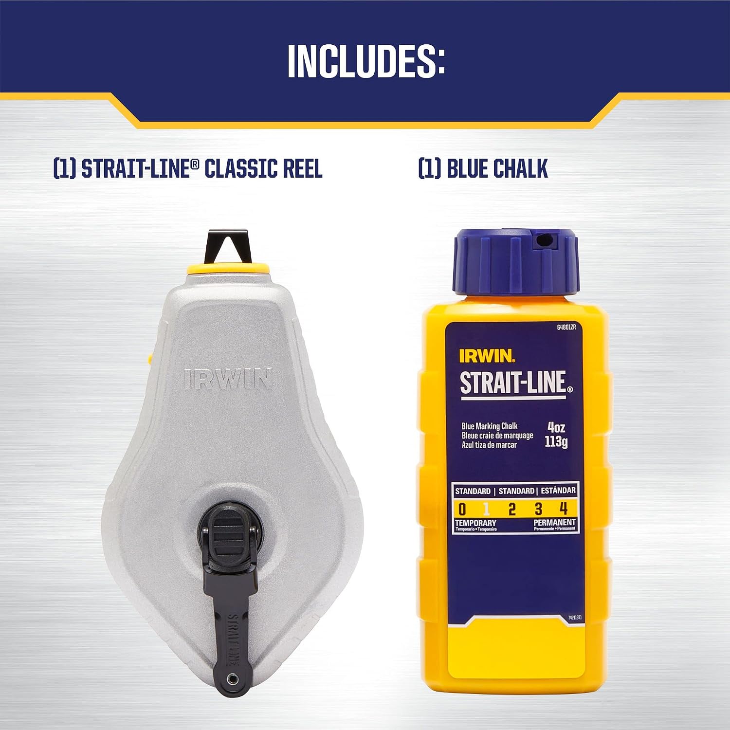 Tools STRAIT-LINE Chalk Line, Classic Reel, Blue, 100ft (IWHT48441BC)