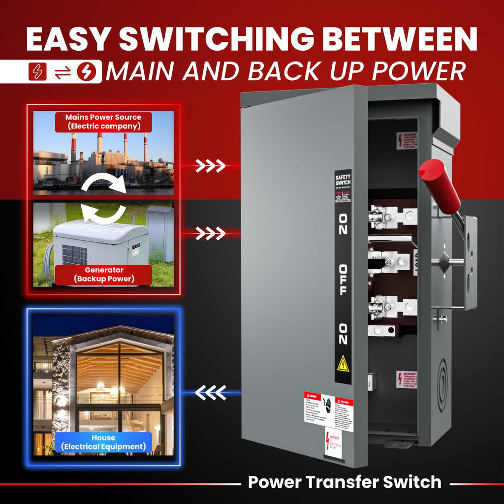 200A Manual Generator Transfer Switch,Double Throw Safety Switch,48000W