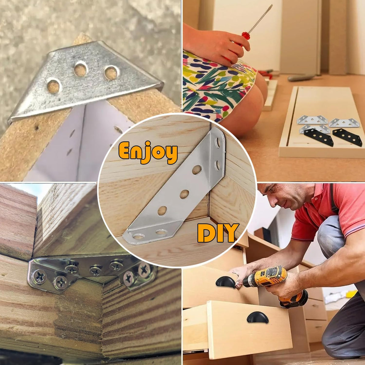 Furniture Corner Connector - 20PCS Universal Stainless Steel L Brackets for Wood,Hardware Metal Angle Bracket Corner
