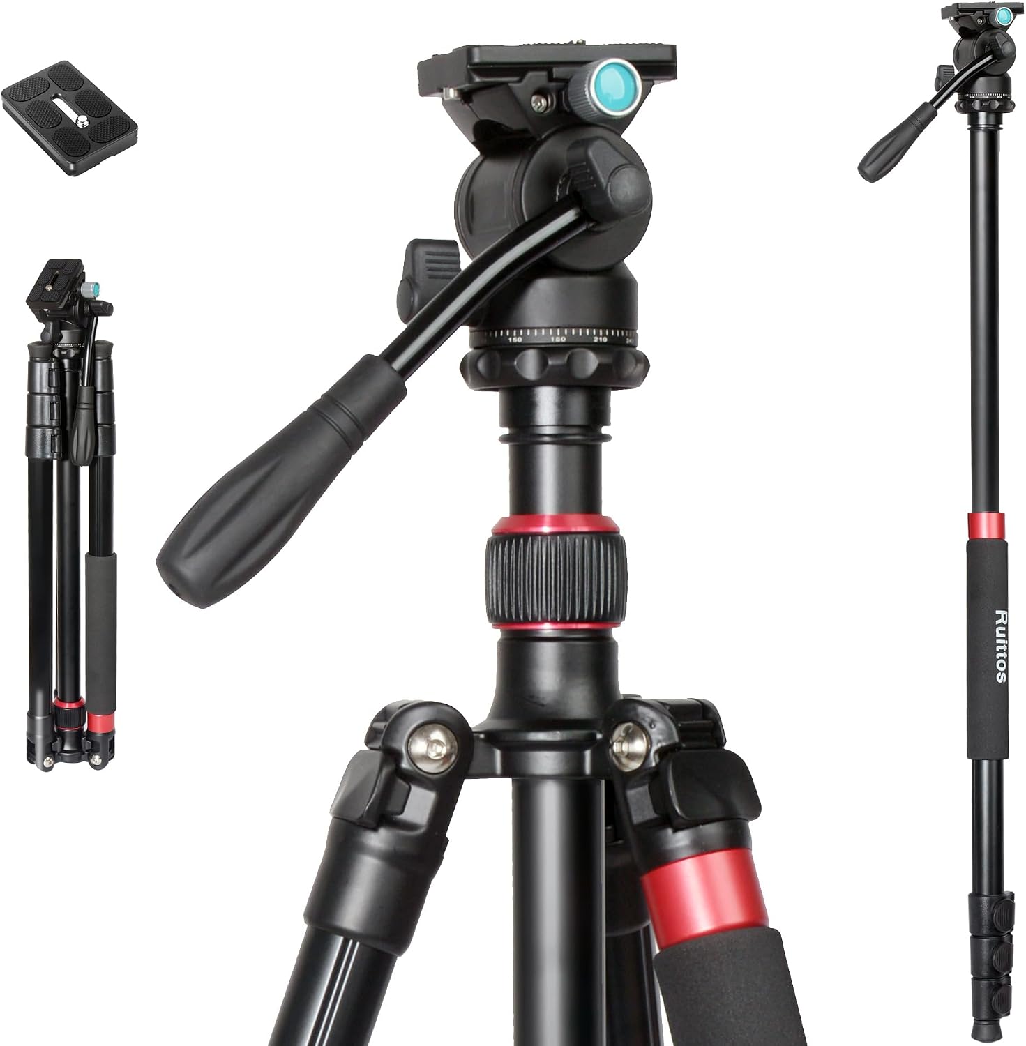 Camera Tripod, 70" Video Tripod with Fluid Head, Aluminum Heavy Duty Tripod with Carry Bag, Professional Camera