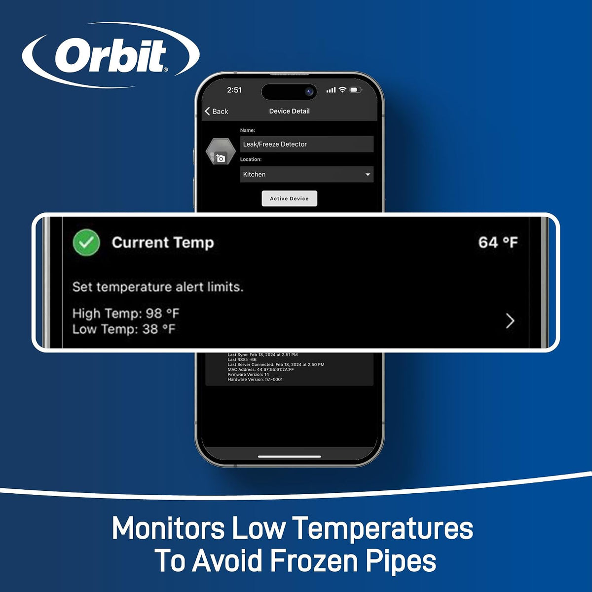 71005 B-hyve Smart Flood Sensor - WiFi Water Leak Detector (5-Pack) | WiFi Connected Flood Sensors Alert App