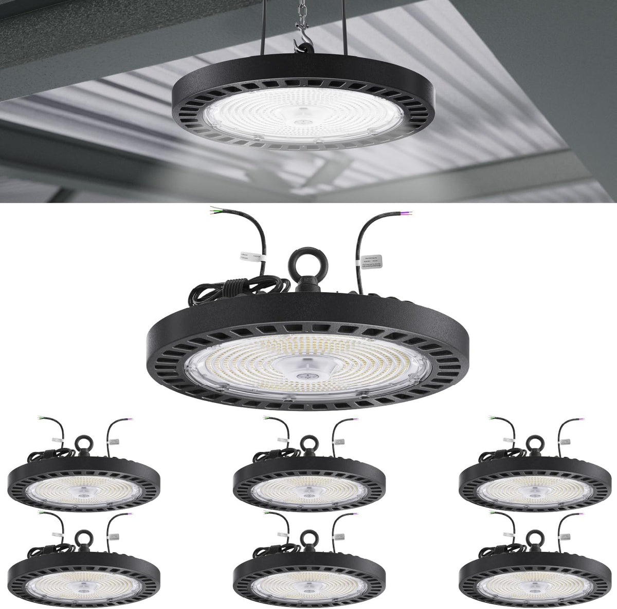 Sunco 6 Pack UFO LED High Bay Light, 240W, 5000K, 34800LM, Dimmable