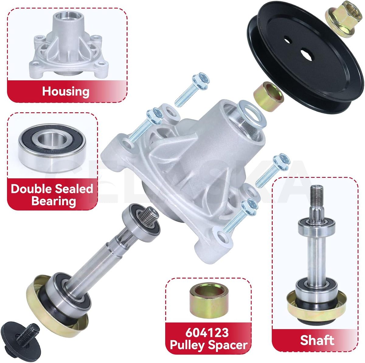 2 Pack 604214 Spindle Assembly for Hustler Raptor 42 inch Spindles | Replaces Hustler 604214 Spindle Assembly for