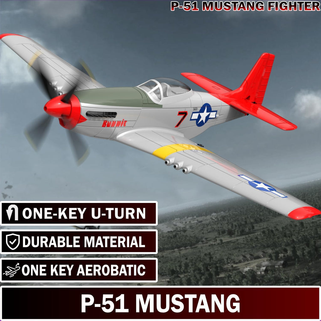 4 Channel RC Plane, Ready to Fly Aerobatic Aircraft, Easy Control for Beginners, P51 Mustang RC Airplane Best Gift