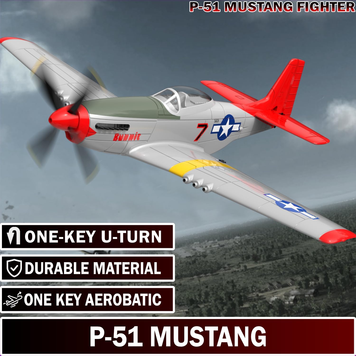4 Channel RC Plane, Ready to Fly Aerobatic Aircraft, Easy Control for Beginners, P51 Mustang RC Airplane Best Gift