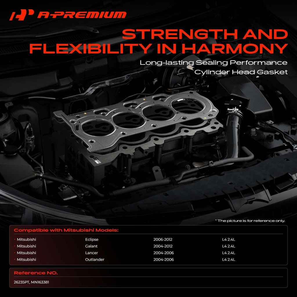 A-Premium L4 2.4L Engine Cylinder Head Gasket, Compatible with Mitsubishi