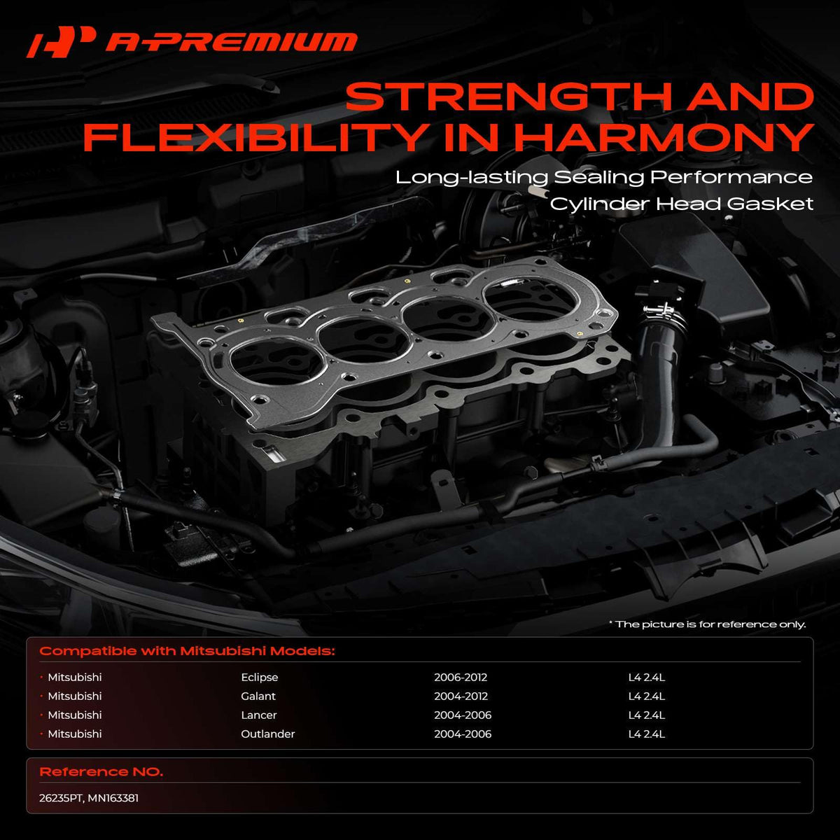 A-Premium L4 2.4L Engine Cylinder Head Gasket, Compatible with Mitsubishi
