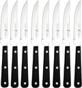 Razor-Sharp Steak Knives Set of 8, German Engineered, Black Handle