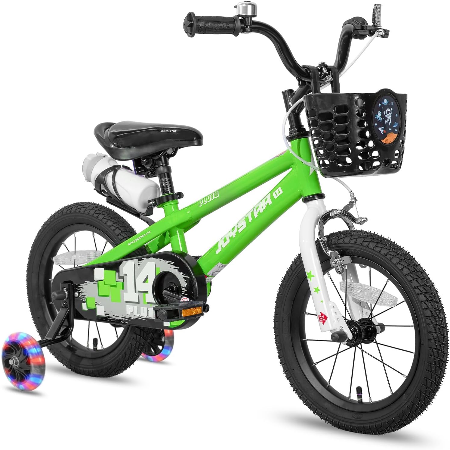 Pluto 12 14 16 18 20 Inch Kids Bike with Light Up Training Wheels, Kids' Bicycle for Boys Girls Age 3-12 Years