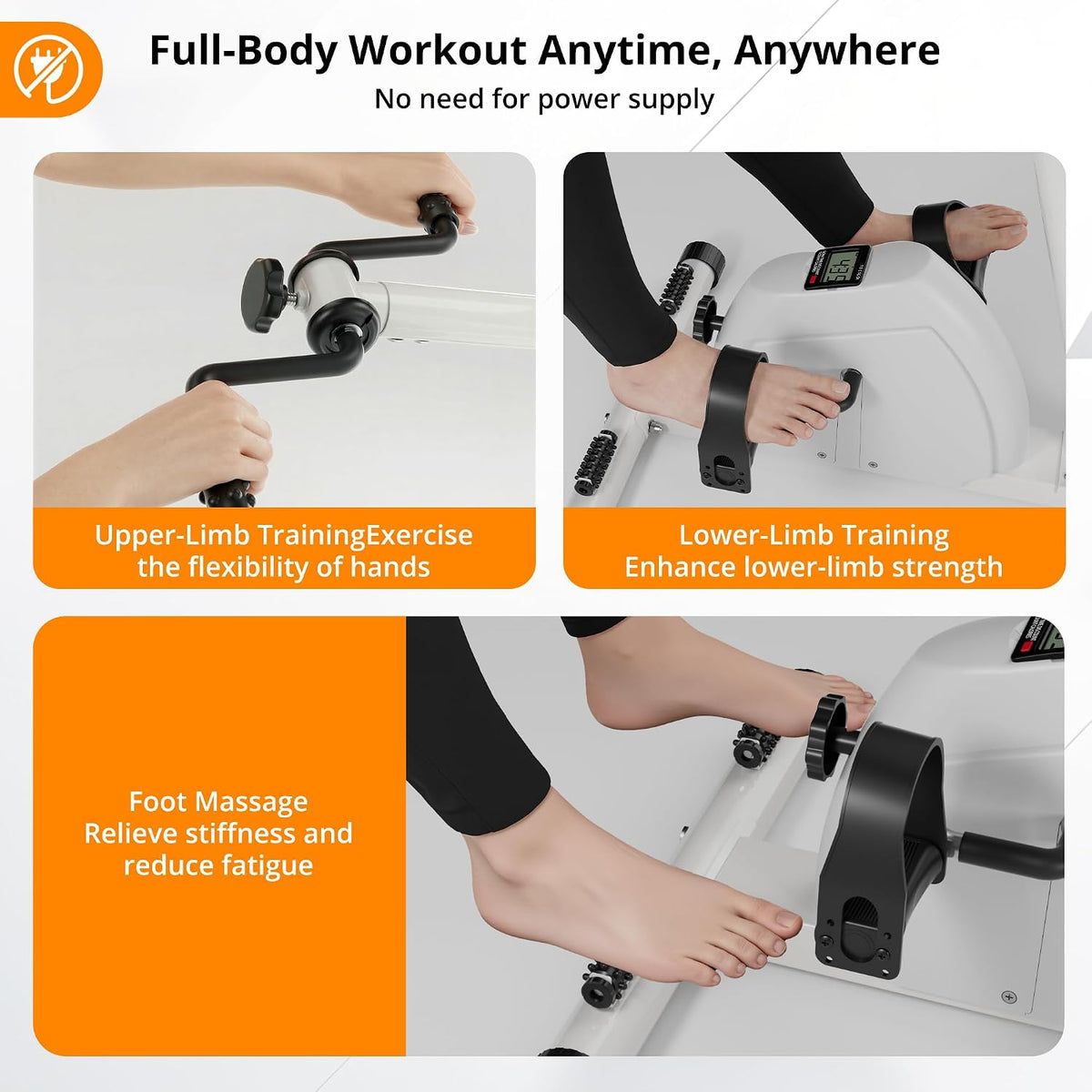 Arm Leg Pedal Exerciser Bike Hand Arm Leg and Knee Peddler Adjustable Fitness Equipment for Seniors Cardio Exercise
