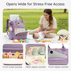 Large Diaper Bag Backpack, Extra Wide Travel Diaper Bag, Purple