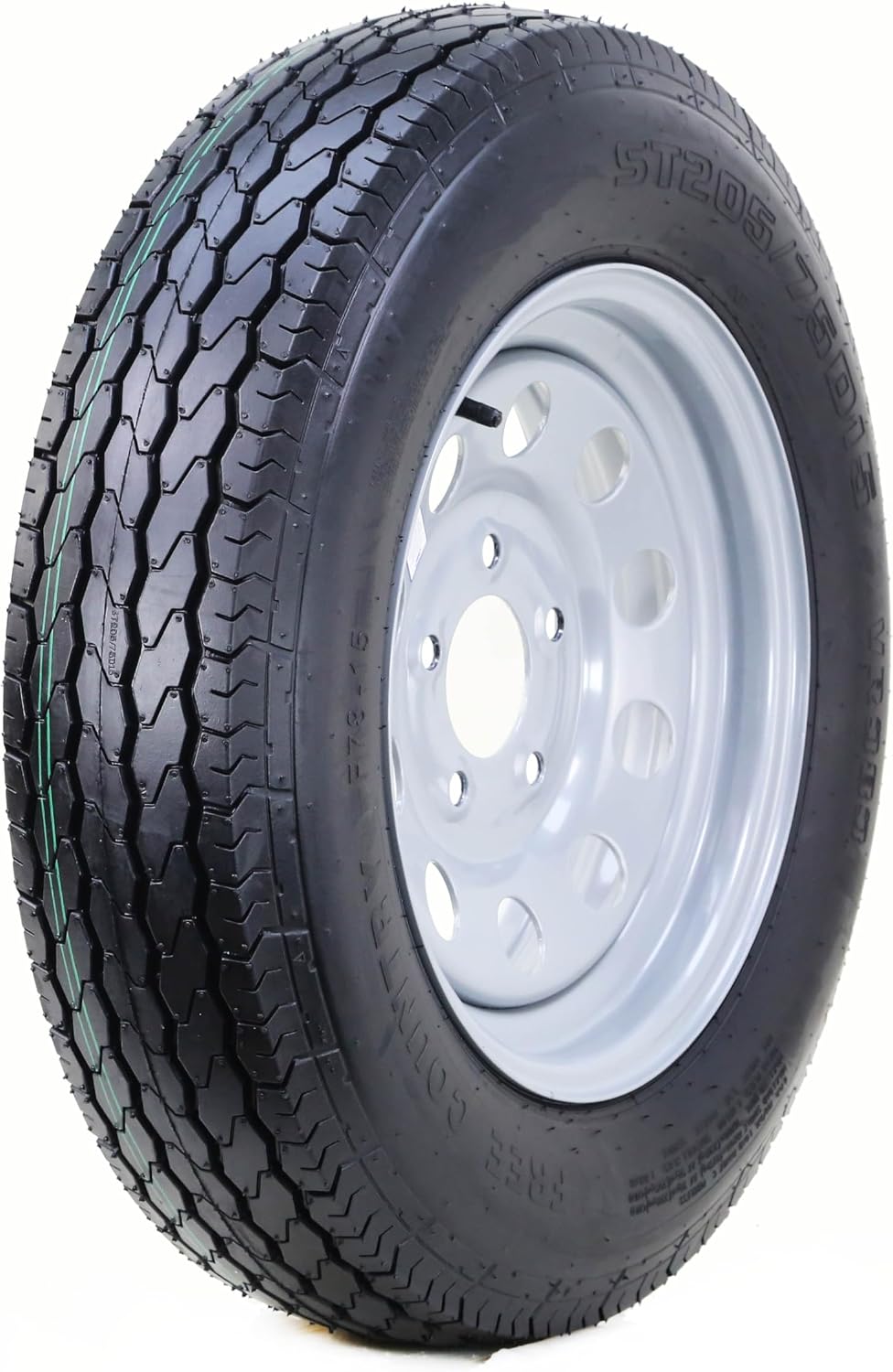 Trailer Tire Wheel ST205/75D15 6PR C 101L 5X4.5 Silver Mod Rim