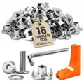 16 Sets 1/4-20 T Nuts & 3/4 in Bolts Kit, 304 Stainless Steel 4-Prong T Nut