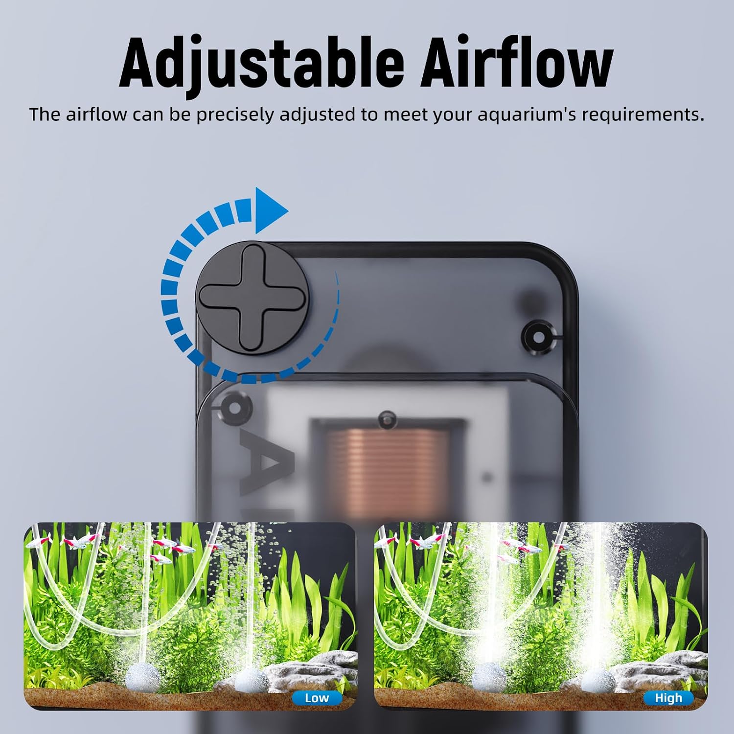 Aquarium Air Pump,Ultra-Quiet/Small Size/More Output Air Pump for Fish Tank 1.5w/29GPH/14Kpa,with Air Stone