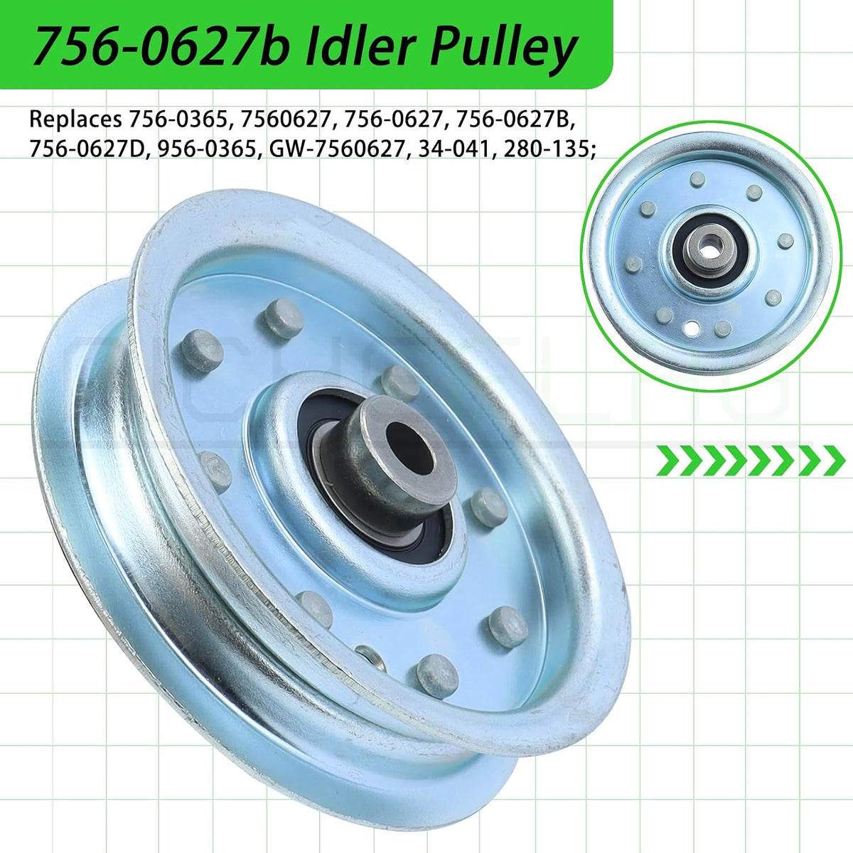756-0627D Idler Pulley for Cub Cadet LT1045 LT1046 LT1500 Decks