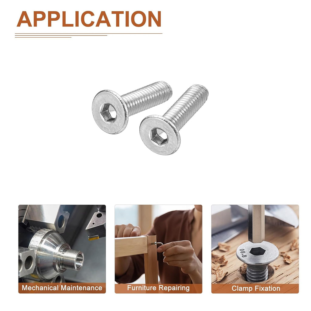 DTGN M3-0.5 x 12mm Flat Head Socket Cap Screws, 100 Pack 304 Stainless Steel Hex Socket Flat Head Screws, Full Thread, Countersunk Bolts