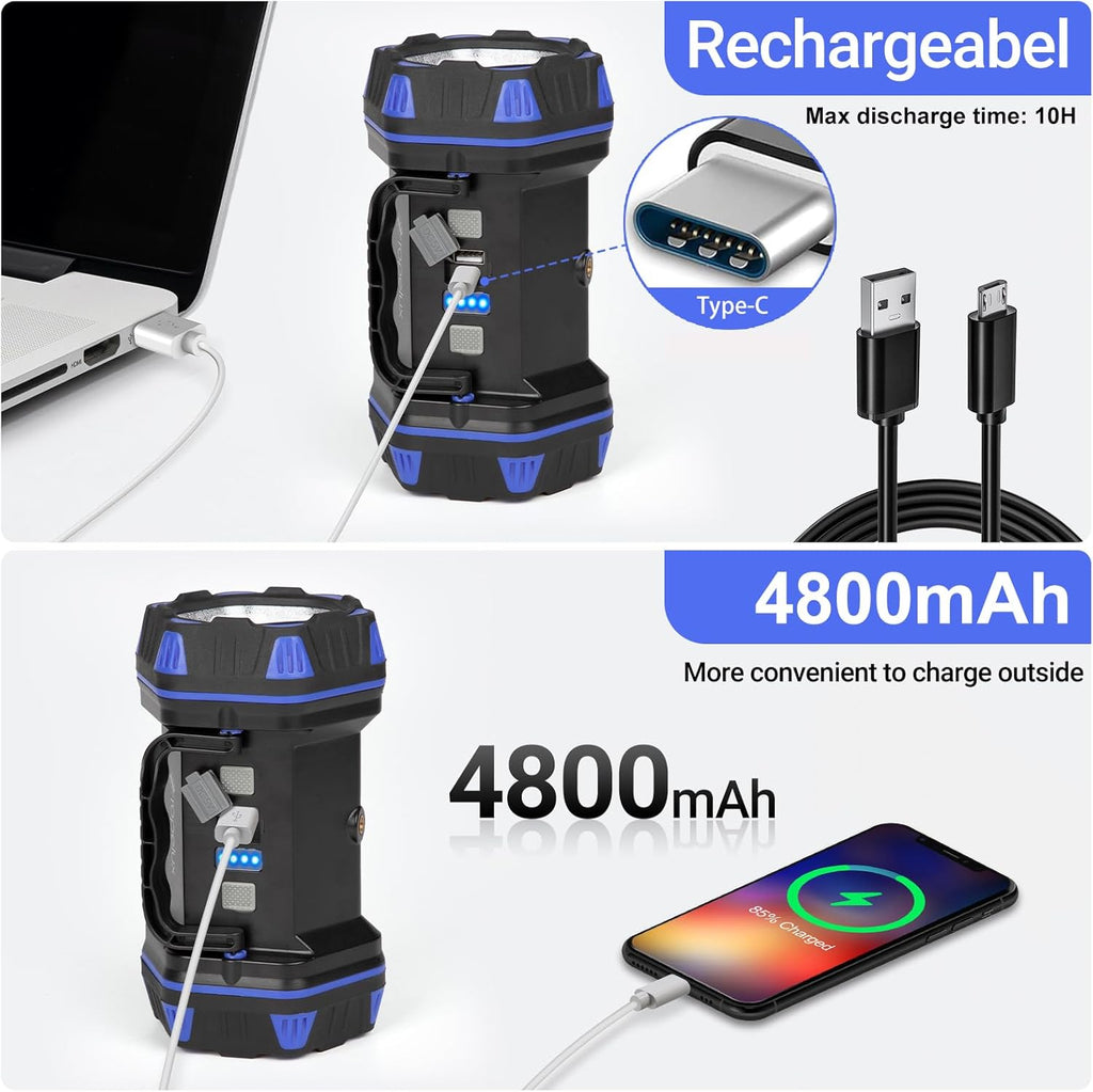 Led Camping Lantern Rechargeable, Camping Flashlight 1500LM, 8 Light Modes, Camping Lights 4800 Capacity, Portable