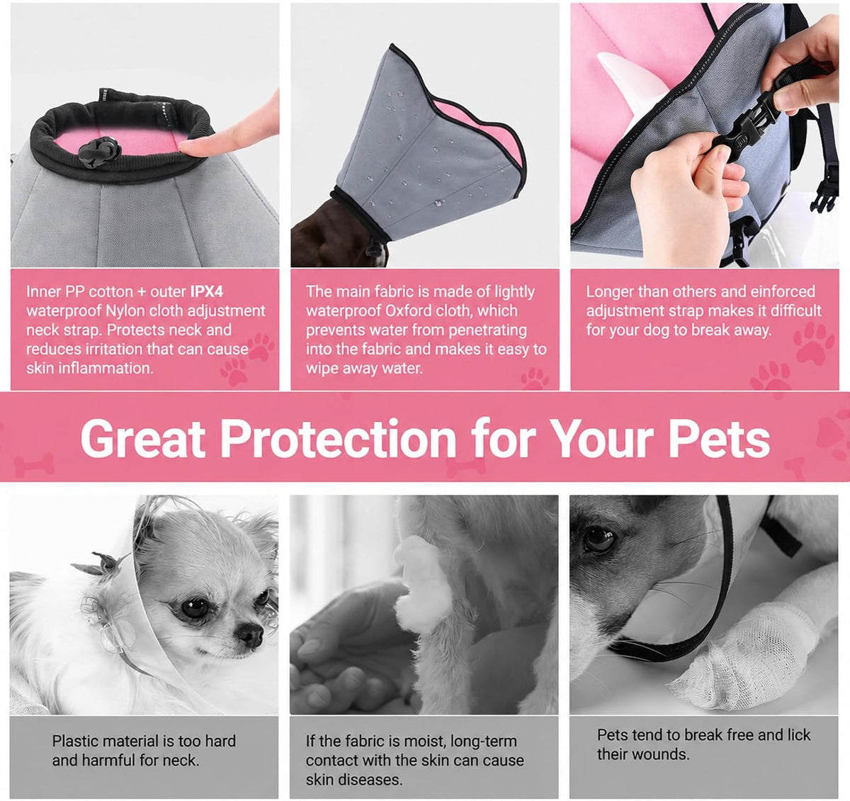 Soft Dog Cone Collar for Large Dogs After Surgery Adjustable