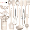 22-Piece Silicone Cooking Utensils Set，Heat Resistant & Dishwasher Safe Kitchen Tools, Black Non-Scratch Spatula Set