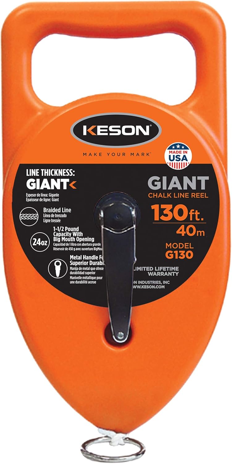G130 Chalk Line Reel, 24 oz Chalk Capacity, 130 ft L Line