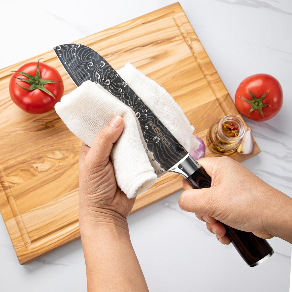 Seido Master 17-Piece Damascus Knife Block Set, Acacia Wood Block