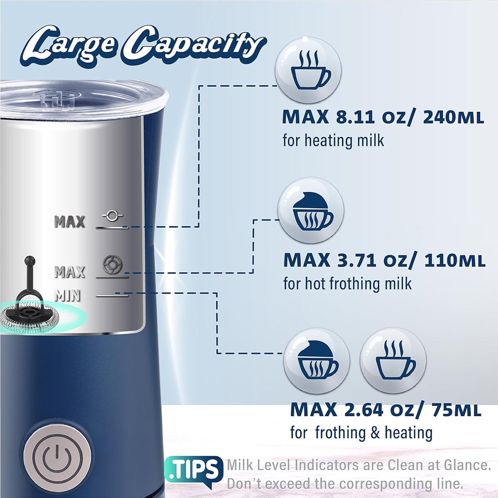 Milk Forther Simple Milk Frother and Steamer 2-in-1 Milk Steamer with Hot Milk Foam and Hot Milk for Latte