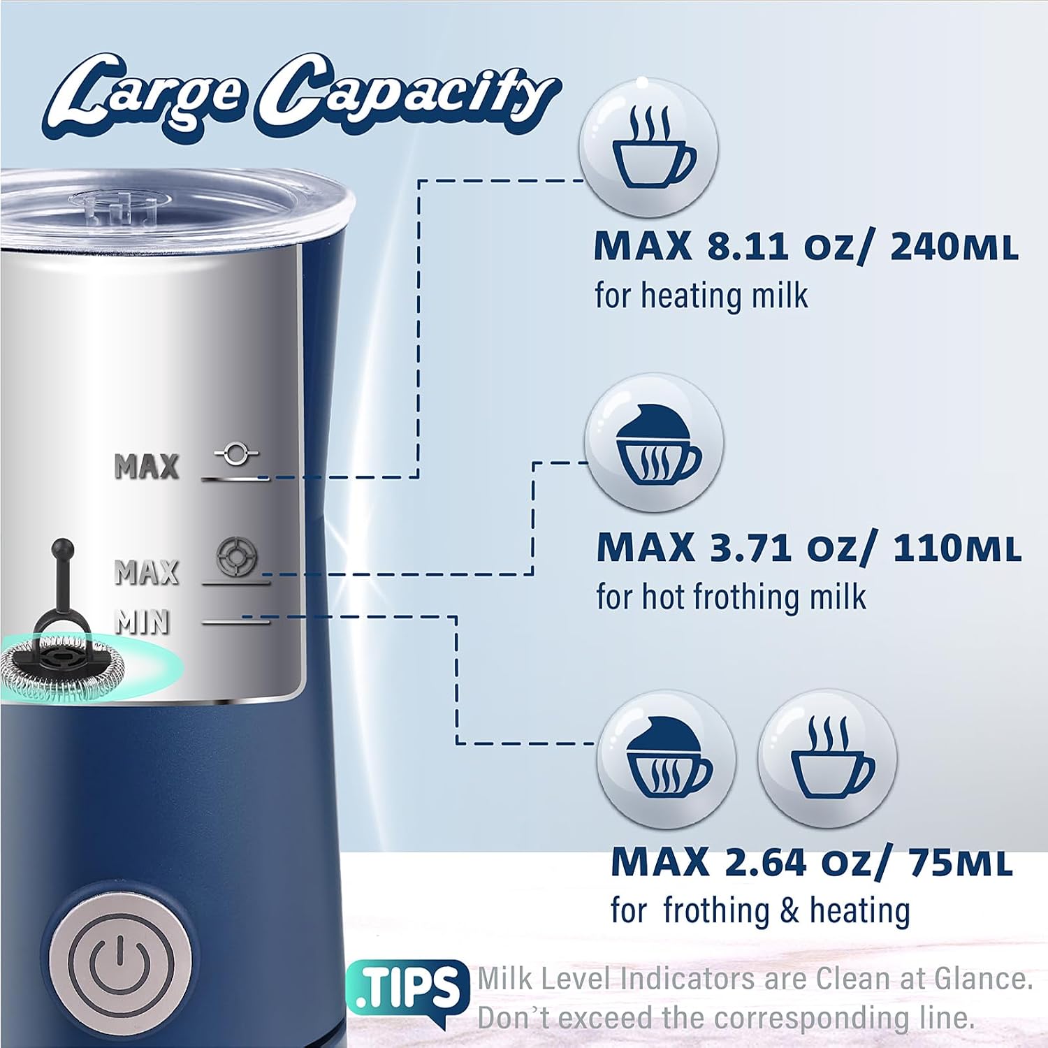 Milk Forther Simple Milk Frother and Steamer 2-in-1 Milk Steamer with Hot Milk Foam and Hot Milk for Latte