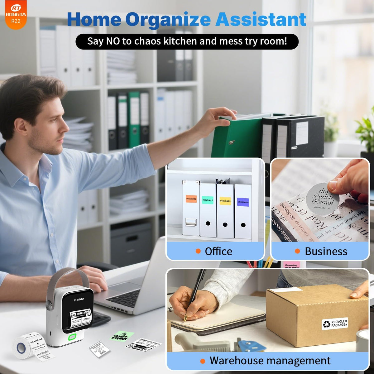 Bluetooth Label Maker Machine with Tape, Thermal Label Printer for Office, Small Business Essentials, Home