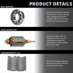 MAKERELE High Torque DC Motor 12V/24V 30W, Short Shaft, 3500/7000RPM