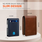 Slim Wallet for Men - RFID Blocking Leather Bifold with Money Clip