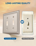 DEWENWILS Double Toggle Wallplates, Brushed Nickel Light Switch Covers