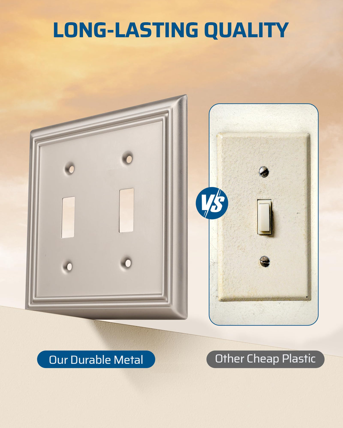 DEWENWILS Double Toggle Wallplates, Brushed Nickel Light Switch Covers