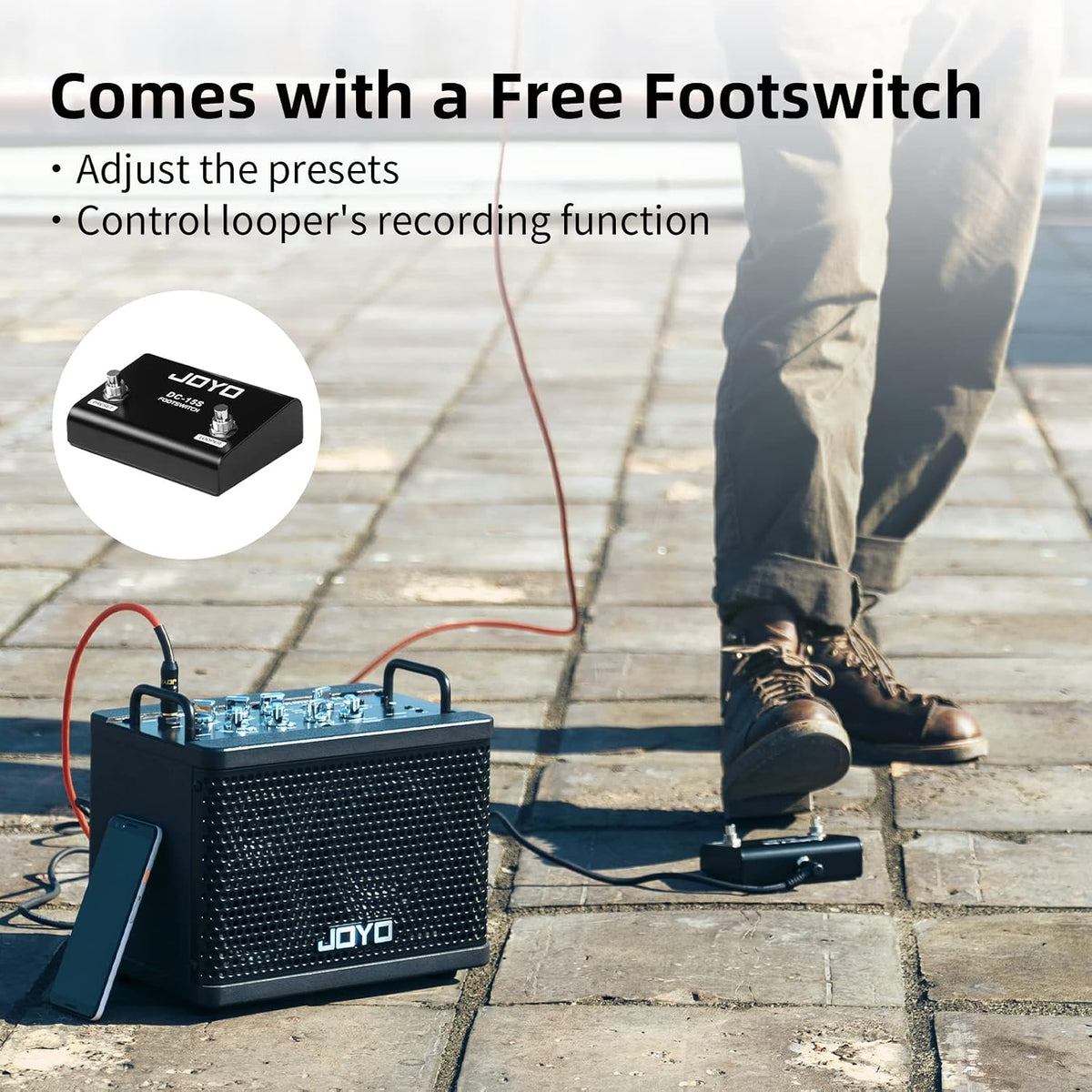 15W Portable Guitar Amp Combo | 9 Preamp Models + Looper, Drum Machine, Modulation, Delay & Reverb | Rechargeable