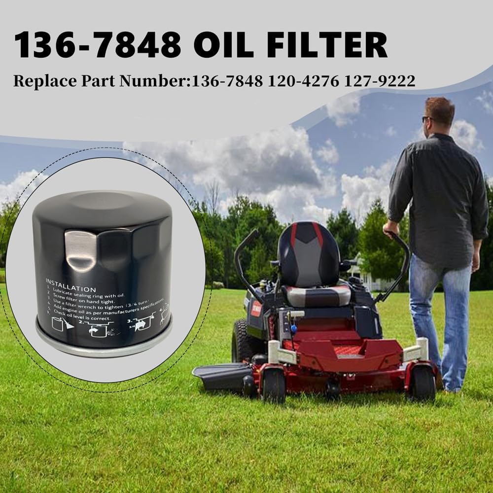 126-5234 Oil Filter Compatible with To-or SS3216 SS4200 SS4225 SS5000 V-Twin Engine Timecutter Replacement for 120-4276 136-7848 127-9222 (2 Pack)