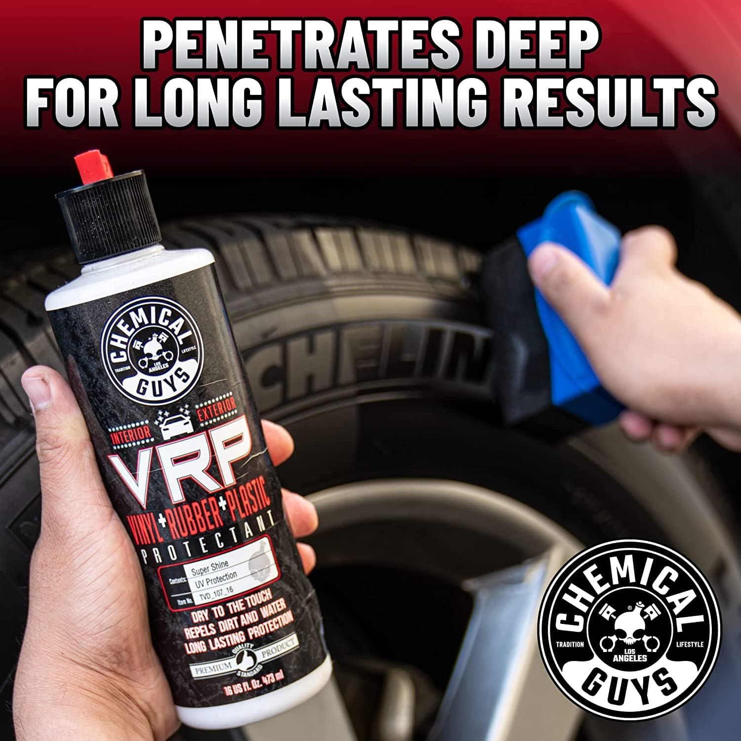 VRP Vinyl, Rubber & Plastic Dressing & WonderWave Kit, 16 oz | Water-based VRP dressing plus two foam applicators for