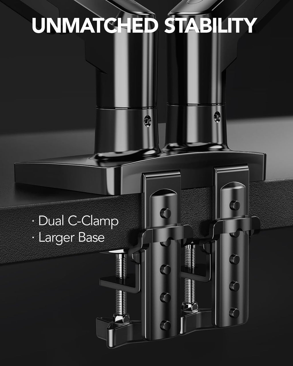 FlowLift Dual Monitor Stand, Fully Adjustable Gaming Monitor Desk Mount for 13–32″ Computer Screens, Full Motion VESA