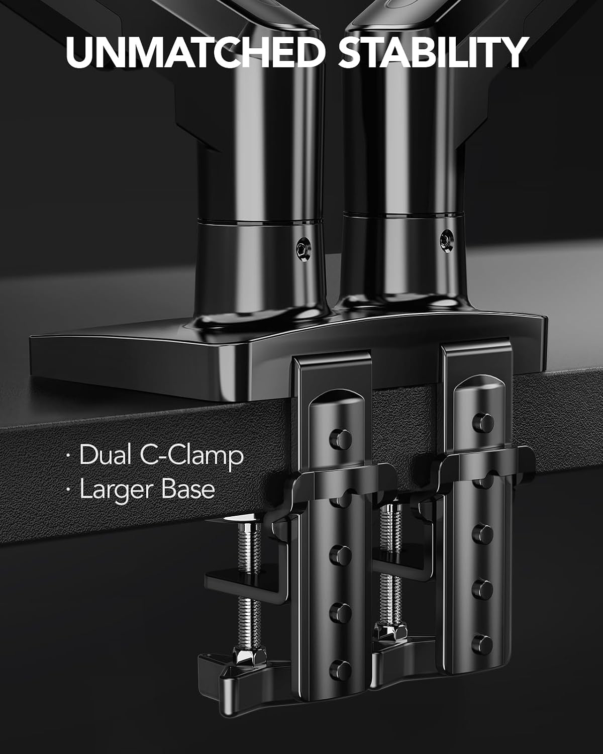 FlowLift Dual Monitor Stand, Fully Adjustable Gaming Monitor Desk Mount for 13–32″ Computer Screens, Full Motion VESA