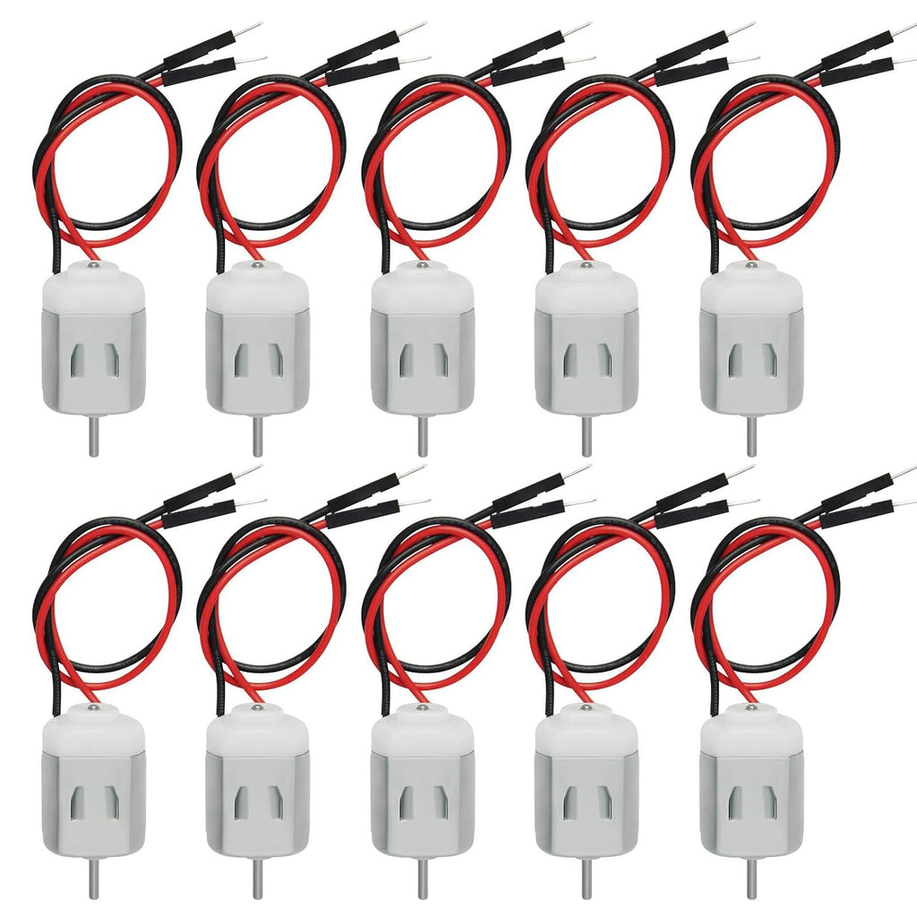 10-Pack Type 130 DC Motor, 1.5V-6V, Pre-Wired