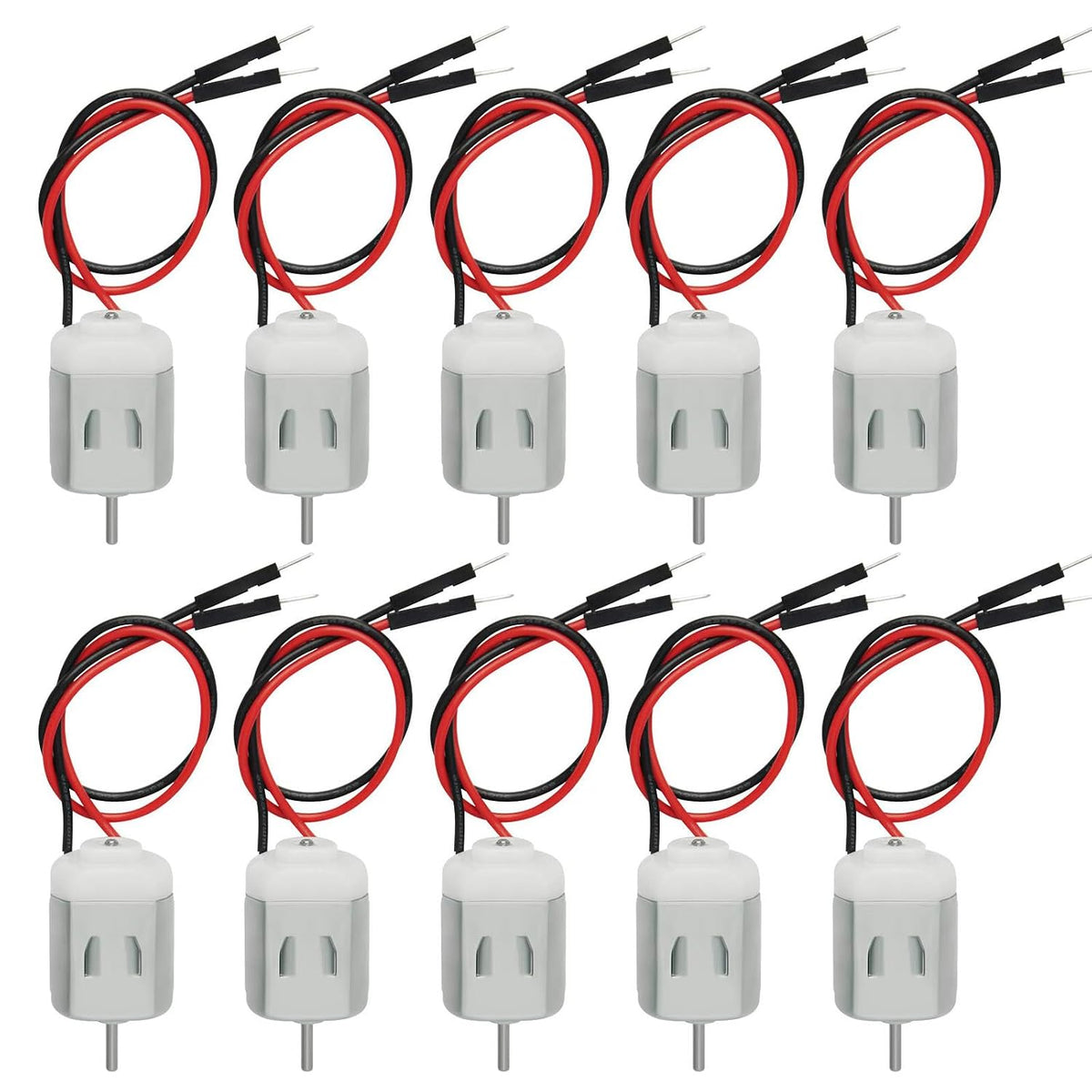 10-Pack Type 130 DC Motor, 1.5V-6V, Pre-Wired