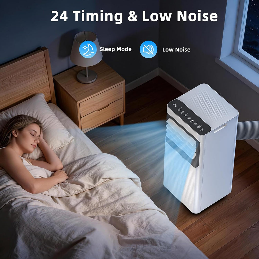 8000 BTU Portable Air Conditioner, 5-in-1 AC Unit with Cool, Dehumidifier, Fan, Sleep & Timer Modes, Auto Swing