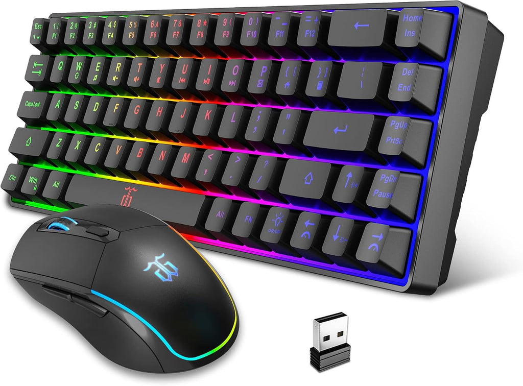 60% Wireless Gaming Keyboard and Mouse Combo, Black