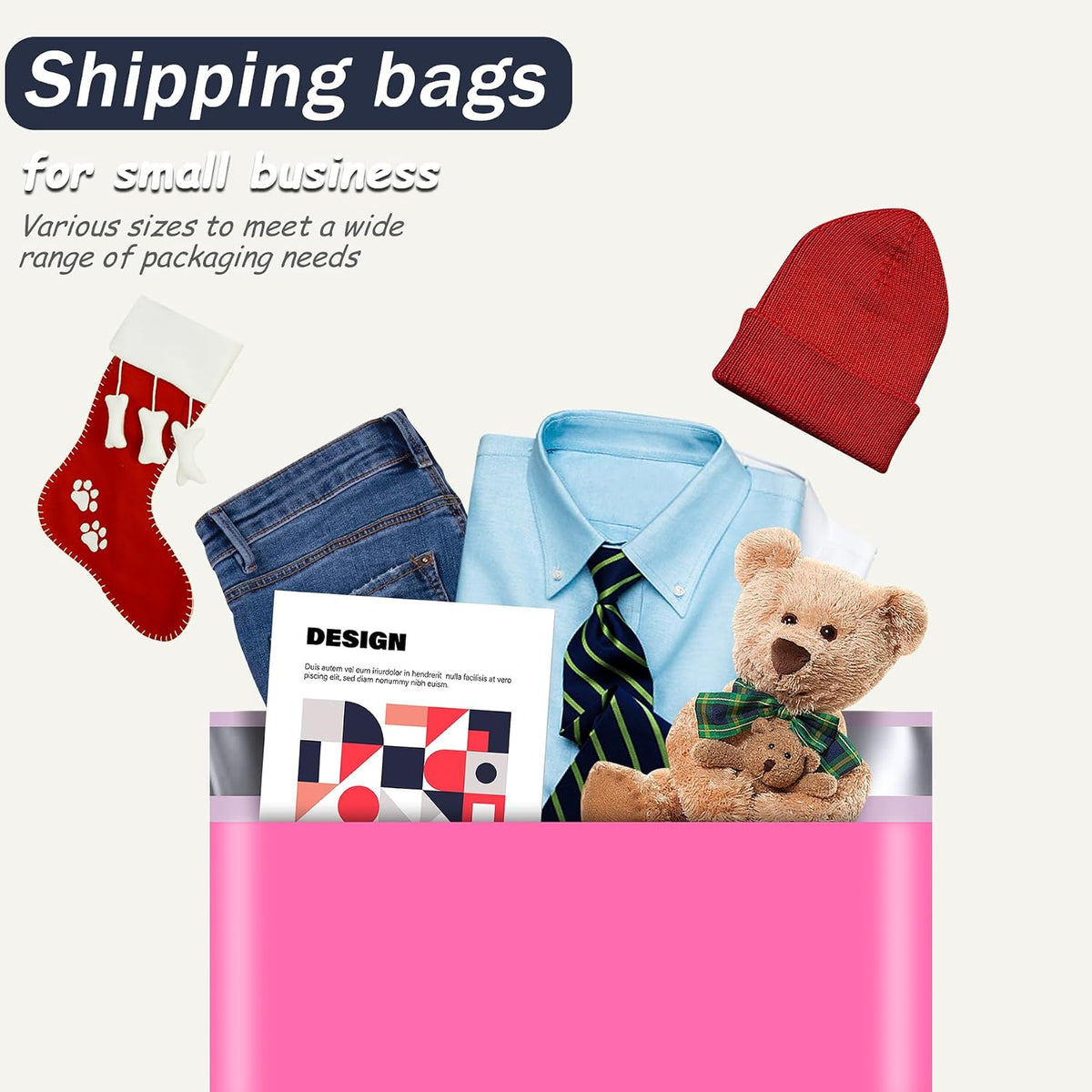 Poly Mailer 14.5x19 Inch 50Pcs, Shipping Bags for Clothing, Pink