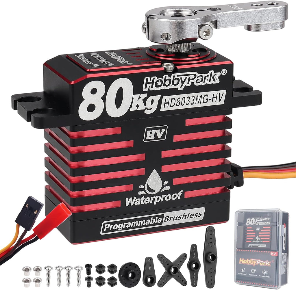 Direct Powered Waterproof High Torque RC Servo 1104oz-in 80kg Standard Servo Brushless Motor Metal Gears High Speed
