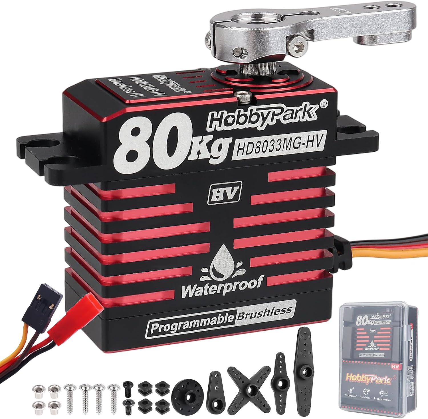 Direct Powered Waterproof High Torque RC Servo 1104oz-in 80kg Standard Servo Brushless Motor Metal Gears High Speed