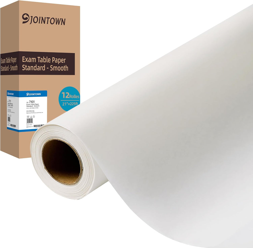 Exam Table Paper - New Upgrade Barrier Protection, 21" x 225ft, Smooth White Case of 12 Rolls - Hygienic, Disposable