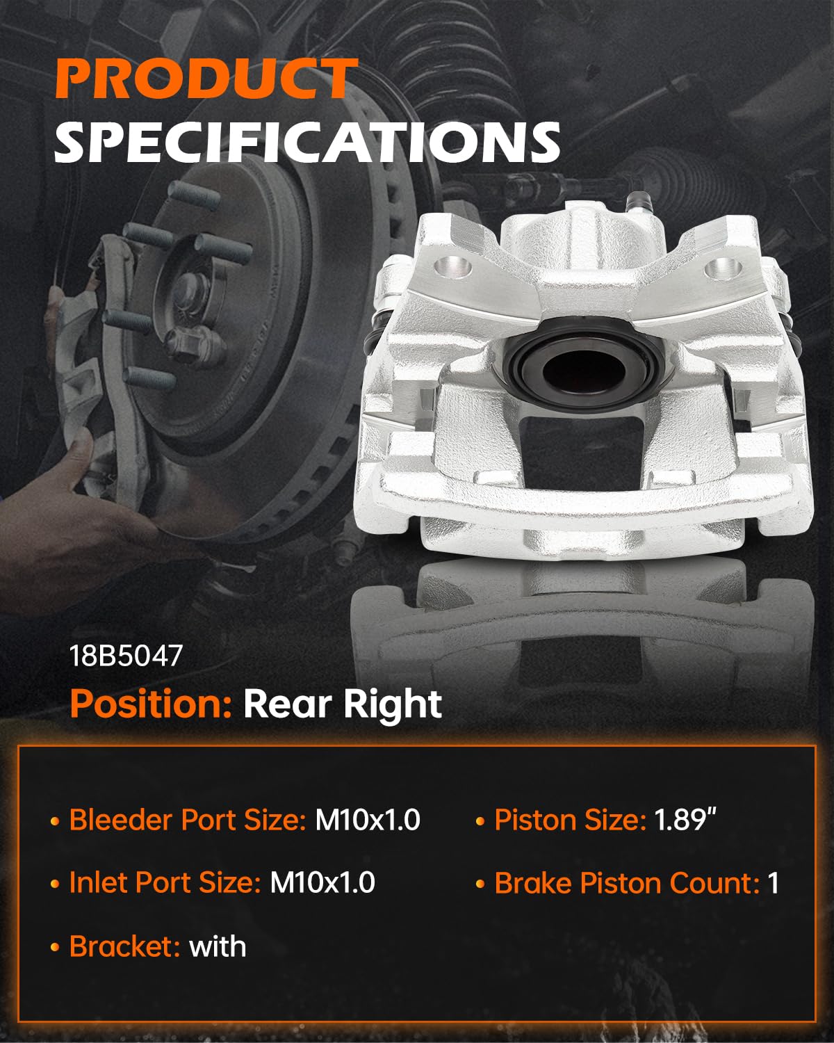 GAHA 18B5047 Rear Left Right Disc Brake Caliper Assembly with Bracket