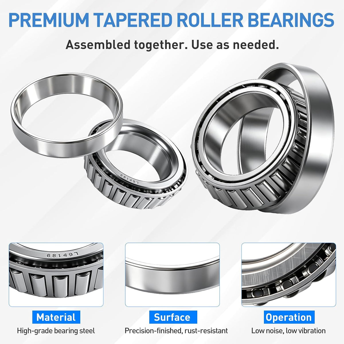 2 Sets 3500lb Trailer Axle Bearing Kit, L68149 L44649 Trailer Bearing Kit