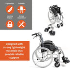 Red Lightweight Folding Wheelchair - 13.5 lbs, 18" Seat Width - with Swingaway Legrests, Anti-tippers, and Quick