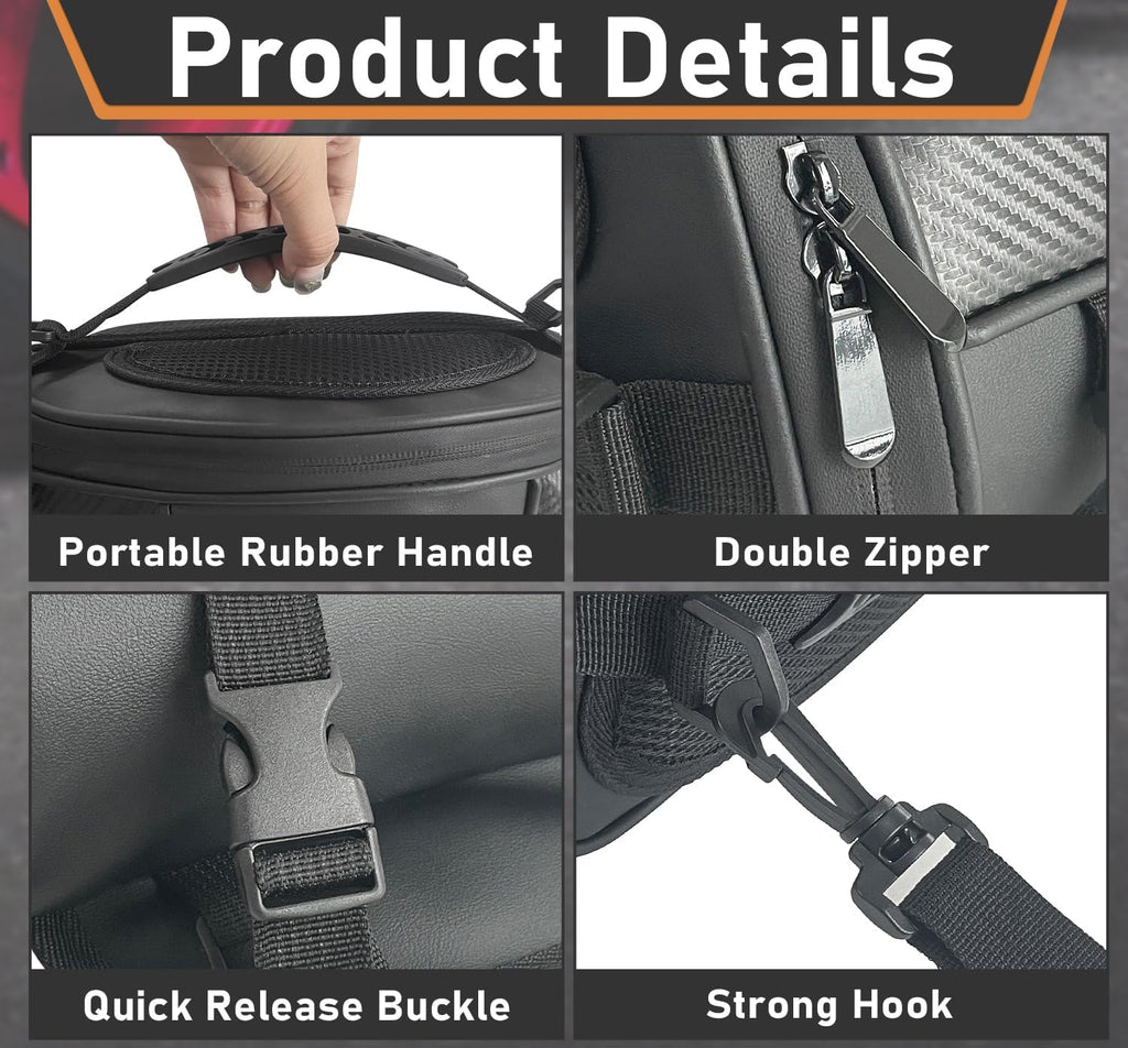 Motorcycle Tail Bag Multifunctional Rear Seat Storage Saddle Bag Motorbike Tank Bag with Shoulder Strap, Black