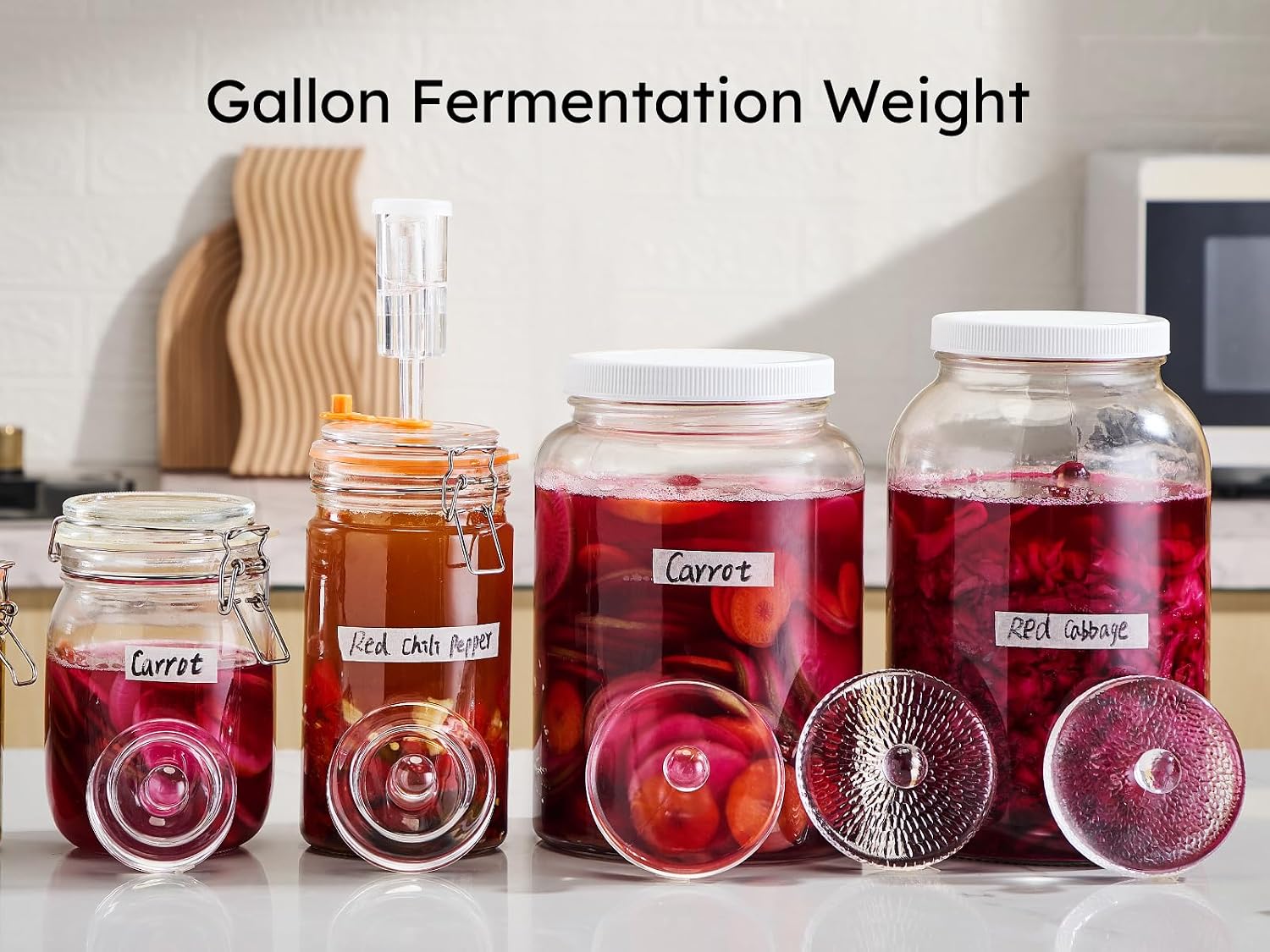 3.7 Inch Large Glass Fermentation Weights for Gallon Jars, 2 Pack
